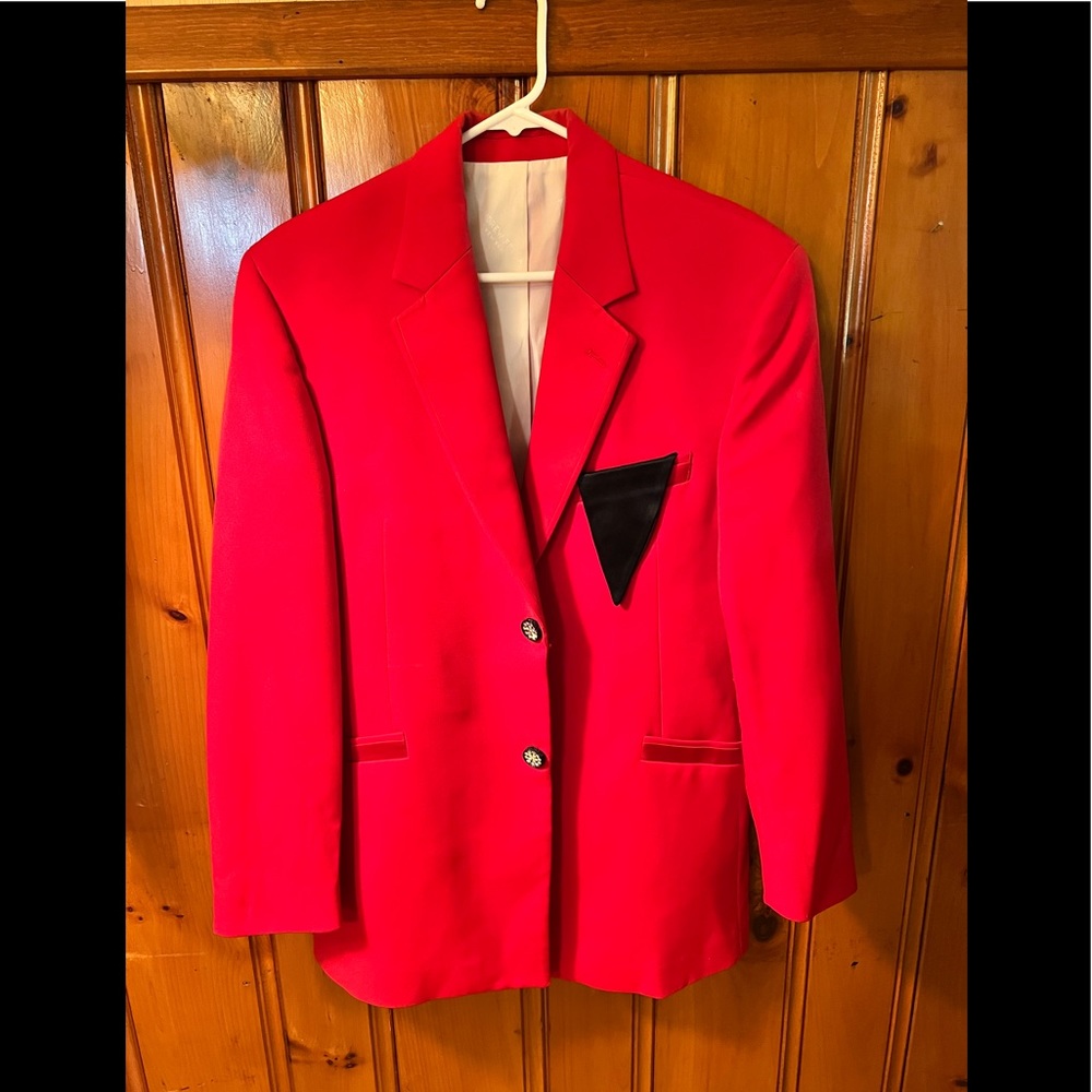 Tuxedo jacket bundle. Red and black tuxedo jacket with Swarovski stone buttons.